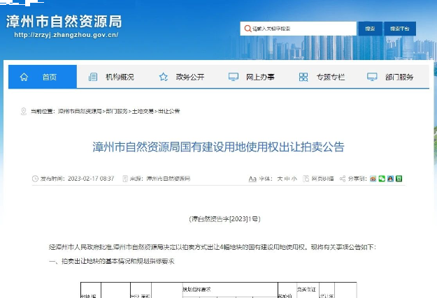 重磅!2023漳州市区首拍来了!4宗地!3.9日开拍!1873元/㎡起拍!——九房网 重磅!2023漳州市区首拍来了!4宗地!3.9日开拍!1873元/㎡起拍!——九房网